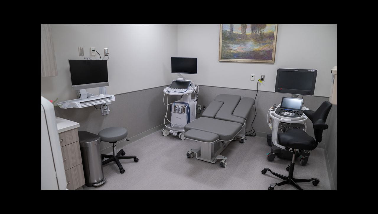 an ultrasound room at the Women's Health and Wellness Center