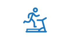 running on a treadmill blue icon 