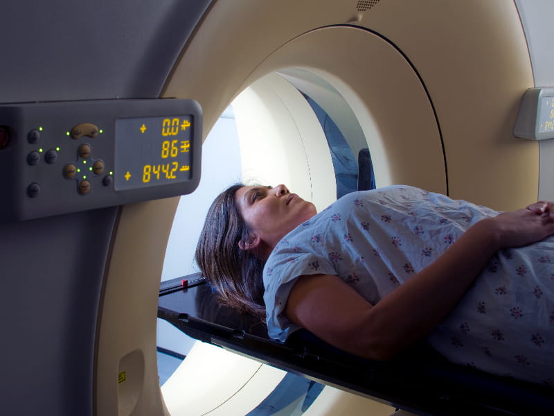a patient having an MRI exam