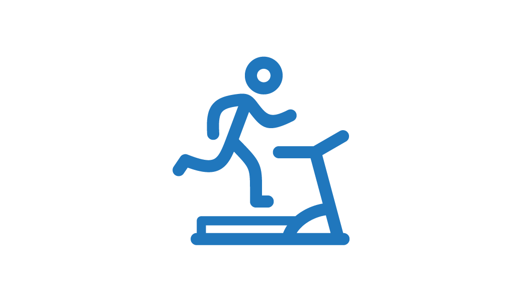 running on a treadmill blue icon 