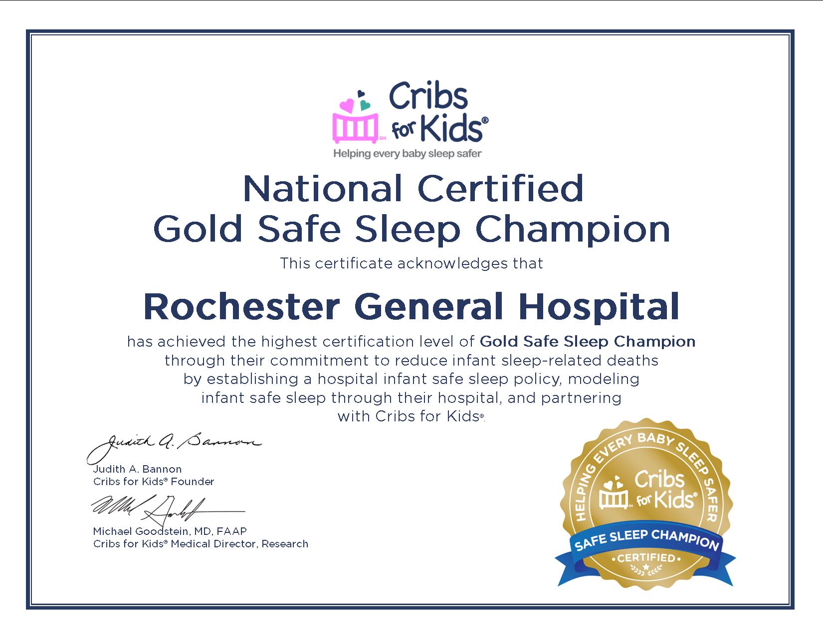 Gold Safe Sleep Certification seal